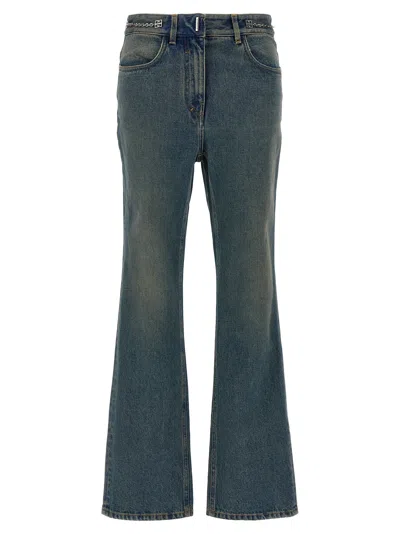 Givenchy Logo-trim Bootcut Jeans In Blue