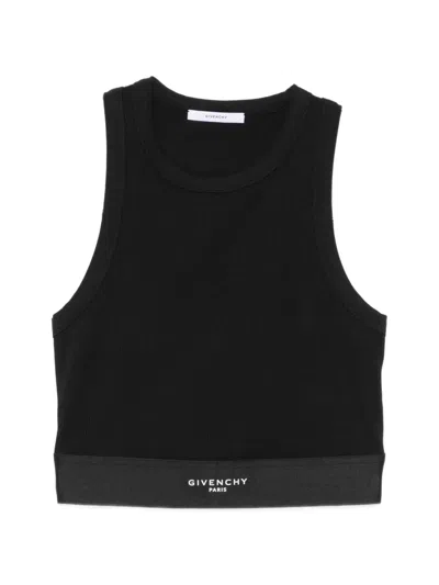 Givenchy Logo-waistband Cropped Cotton Tank Top In Black
