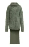 Givenchy Long-back High-neck Mohair-blend Sweater In Green