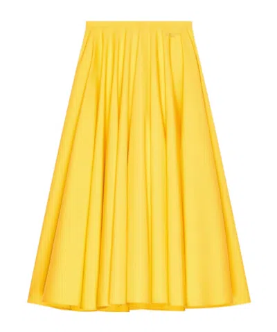 Givenchy Long Circular Skirt In Poplin In Yellow