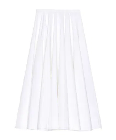 Givenchy Long Circular Skirt In Poplin In White