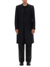 Givenchy Blue Single-breasted Long Coat In Black