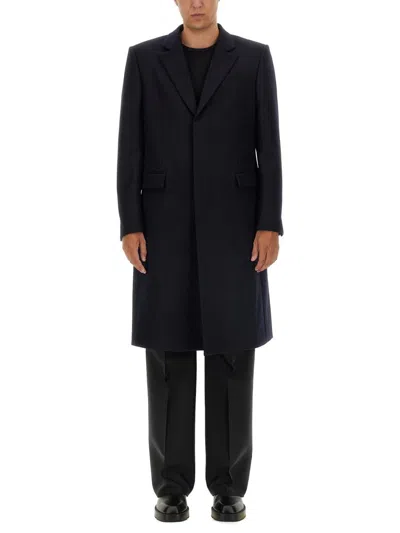 Givenchy Blue Virgin Wool Coats In Black