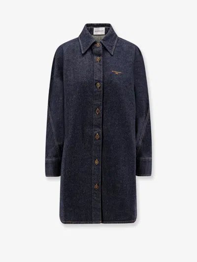 Givenchy Long Denim Shirt In Blue
