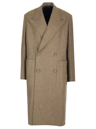Givenchy Double-breasted Oversize Wool Coat In Green