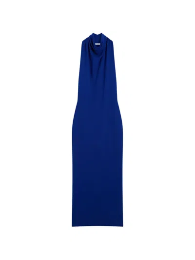 Givenchy Long Draped Dress In Wool In Blue