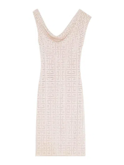 Givenchy Draped Dress In 4g Jacquard In Blush Pink