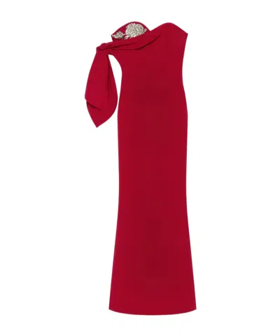 Givenchy Long Evening Bustier Dress In Crepe With Bow And Sequins In Red