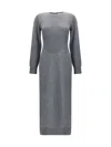 Givenchy Side-split Long-sleeve Midi Dress In Gray
