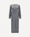 Givenchy Side-split Long-sleeve Midi Dress In Gray