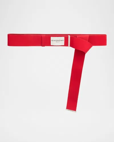 Givenchy Long Knotted Grosgrain Belt In Red