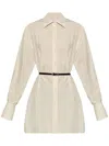 Givenchy Voyou Silk Button-up Belted Shirt In Beige