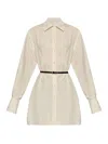 Givenchy Voyou Silk Button-up Belted Shirt In Light Beige