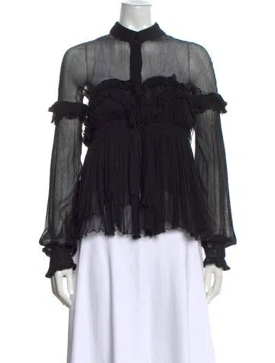 Pre-owned Givenchy Long Sleeve Blouse In Black