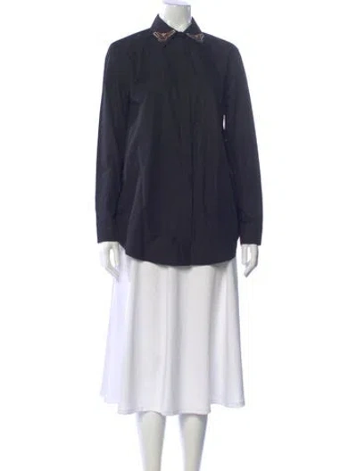 Pre-owned Givenchy Long Sleeve Blouse In Blue