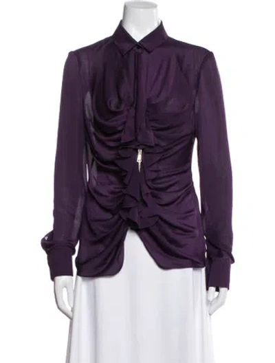 Pre-owned Givenchy Long Sleeve Blouse In Purple