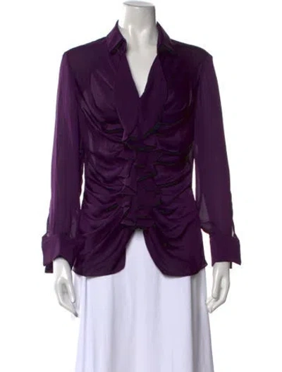 Pre-owned Givenchy Long Sleeve Blouse In Purple