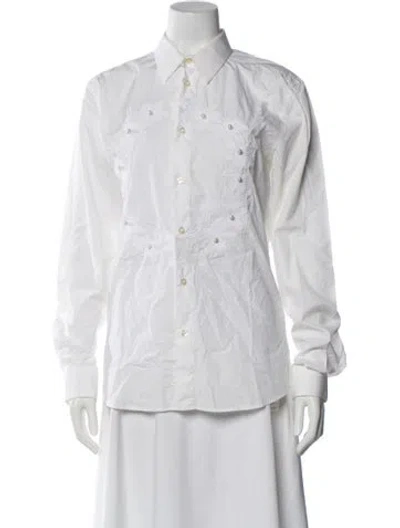 Pre-owned Givenchy Long Sleeve Button-up Top In White