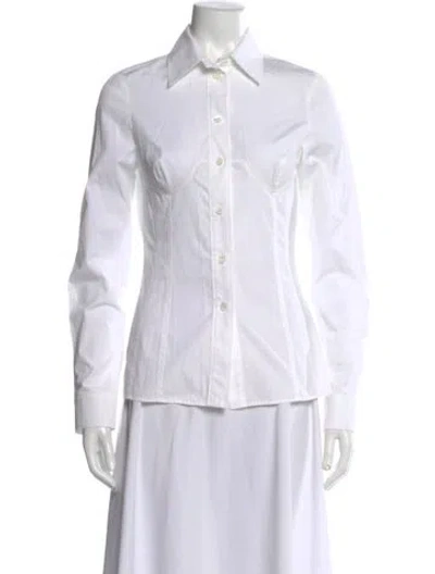 Pre-owned Givenchy Long Sleeve Button-up Top In White
