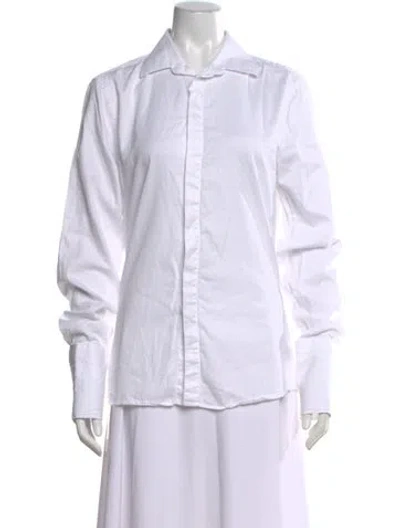 Pre-owned Givenchy Long Sleeve Button-up Top In White
