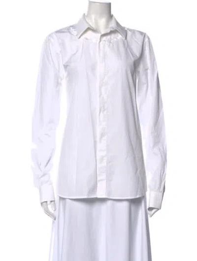 Pre-owned Givenchy Long Sleeve Button-up Top In White