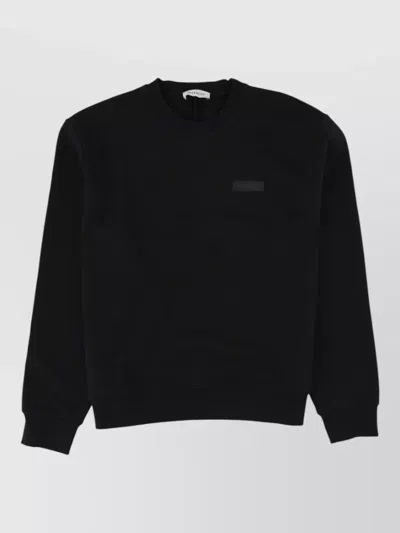 Givenchy Long Sleeve Crew Neck Cotton Top In Black