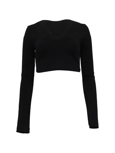 Pre-owned Givenchy Long Sleeve Crop Top In Black