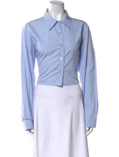 Pre-owned Givenchy Long Sleeve Crop Top In Blue