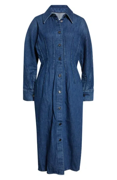 Givenchy Long Sleeve Denim Cocoon Dress In Blue