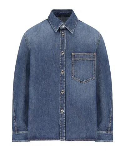 Givenchy Long Sleeve Denim Shirt In Blue