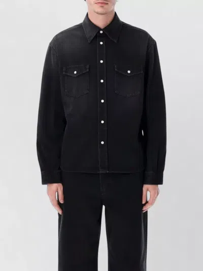 Givenchy Long Sleeve Denim Shirt Button Cuffs In Black