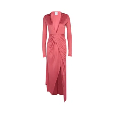 Pre-owned Givenchy Long-sleeve Draped Dress 'coral' | Red | Women's Size 34