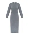 Givenchy Womens Medium Grey Side-slit Long-sleeve Cashmere Midi Jumper Dress Xs In Gray