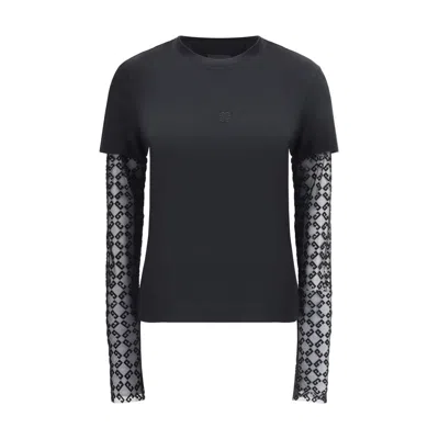 Givenchy Long Sleeve Jersey In Black/silvery