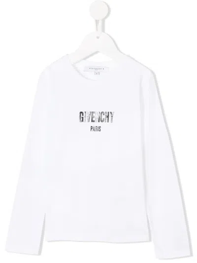 Givenchy Kids' Long-sleeve Logo Print T-shirt In White