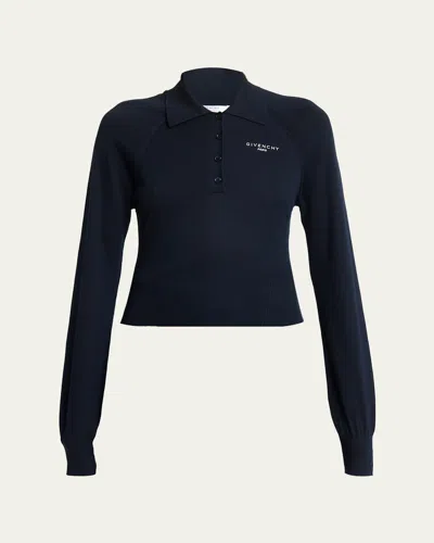 Givenchy Long Sleeve Polo Shirt In Blue