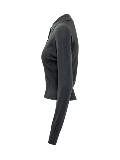 Givenchy Long Sleeve Polo With Luxe Fabric In Navy