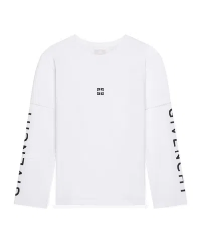 Givenchy Kids' Long Sleeve Round Neck T-shirt In White