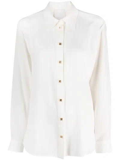 Givenchy Long-sleeve Silk Shirt In Beige