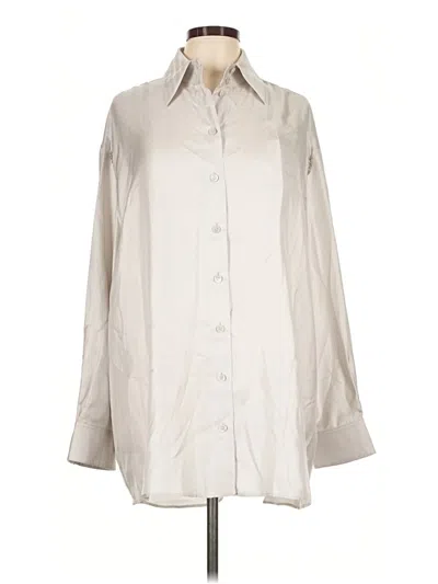 Givenchy Long Sleeve Silk Top Ivory Square Neckline Tops