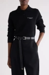 Givenchy Long Sleeve Wool & Cashmere Polo In Black