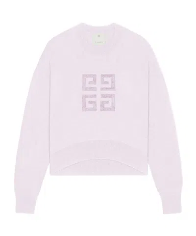 Givenchy Cropped Wool Sweater With Subtle Logo Detail In Purple