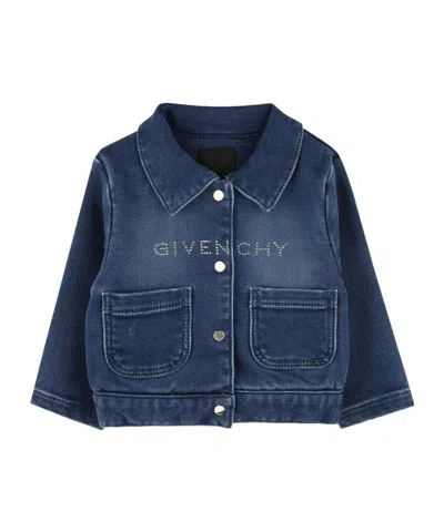 Givenchy Long-sleeved Denim Coat In Blue
