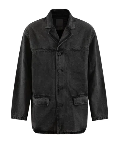 Givenchy Long-sleeved Denim Jacket In Black