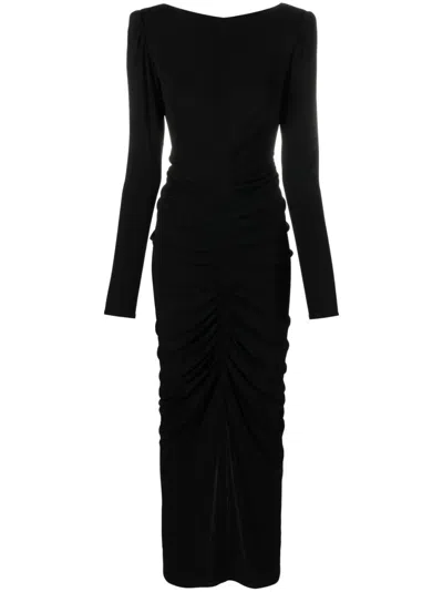Givenchy Long-sleeved Draped Gown In Black