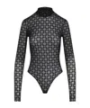 Givenchy Black Monogram 72 Tulle Bodysuit In Black