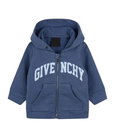 Givenchy Long-sleeved Hooded Hoodie In Blue