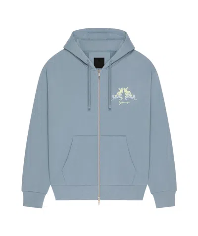 GIVENCHY ZIPPED HOODIE IN FLEECE WITH HUBERT OBJECTS EMBROIDERY