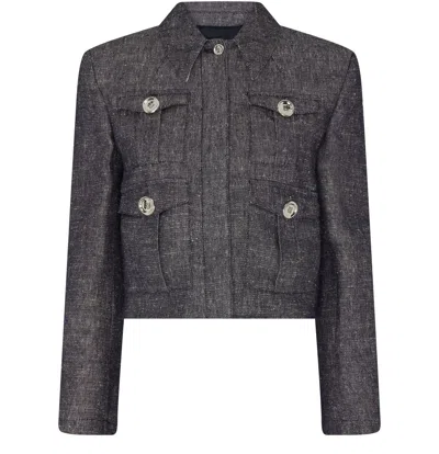 Givenchy Short Denim Jacket With 4 Pockets In Blue