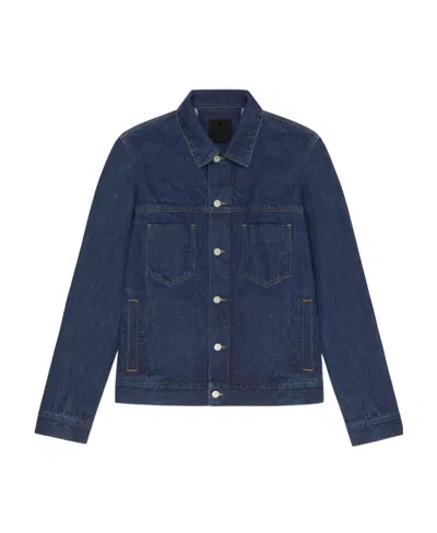 Givenchy Long-sleeved Lapel Denim Coat In Blue